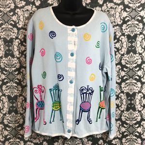 Vintage Onque Casuals Funky Spring Swirl Cardigan